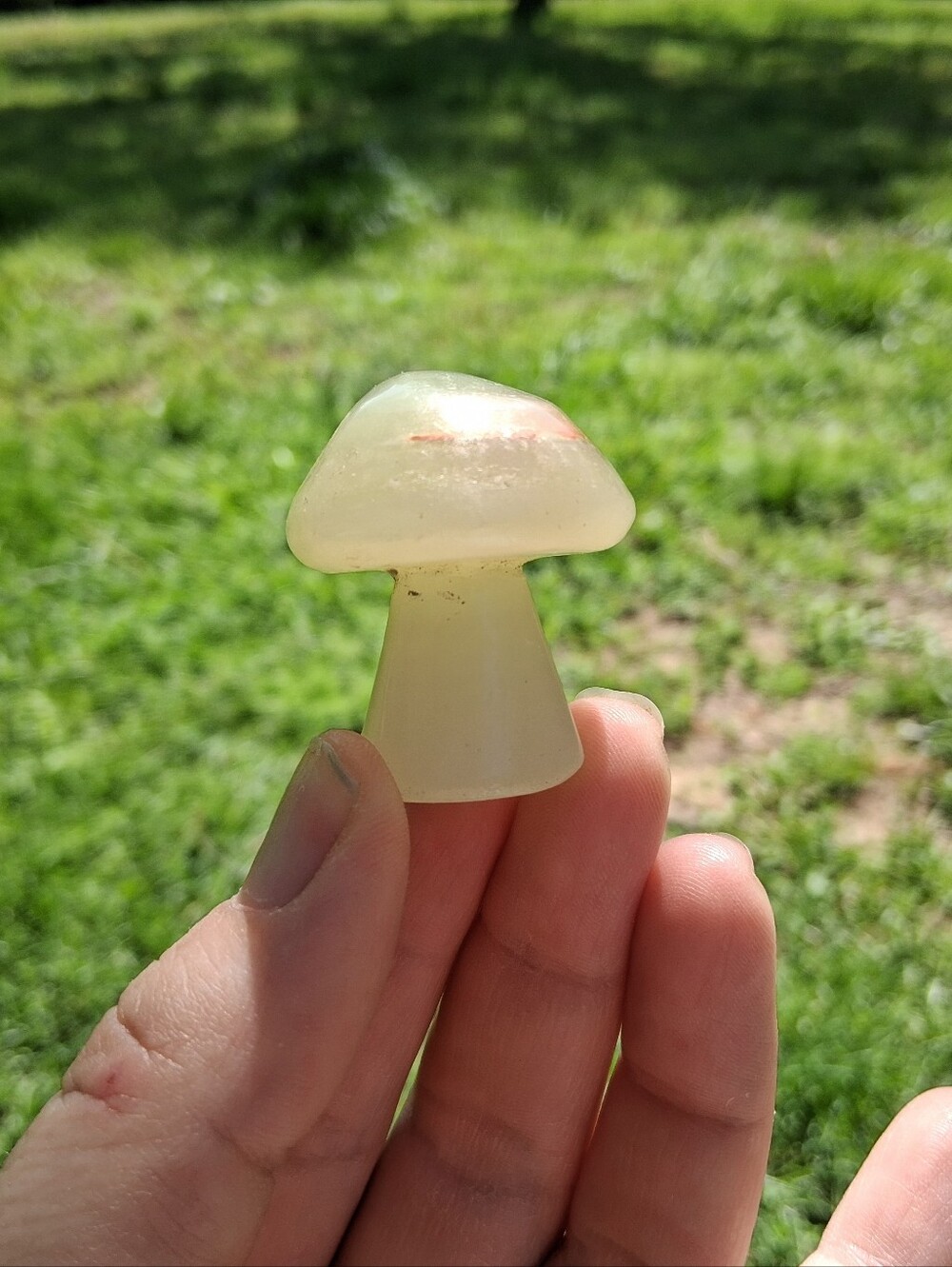 White Onyx Carved 1.5in Mushroom Crystal Decor Natural Nature